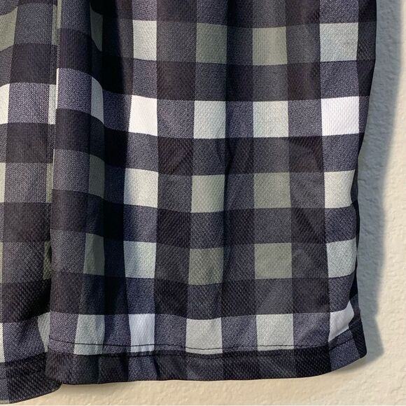 Burnside Shorts Black Gray Plaid Men’s Large Elastic Pull String Fully Lined - Picture 5 of 13